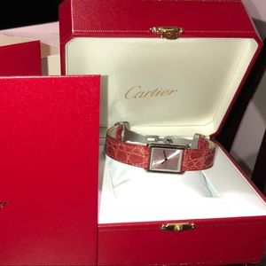 Cartier Tank solo Watch pink alligator band